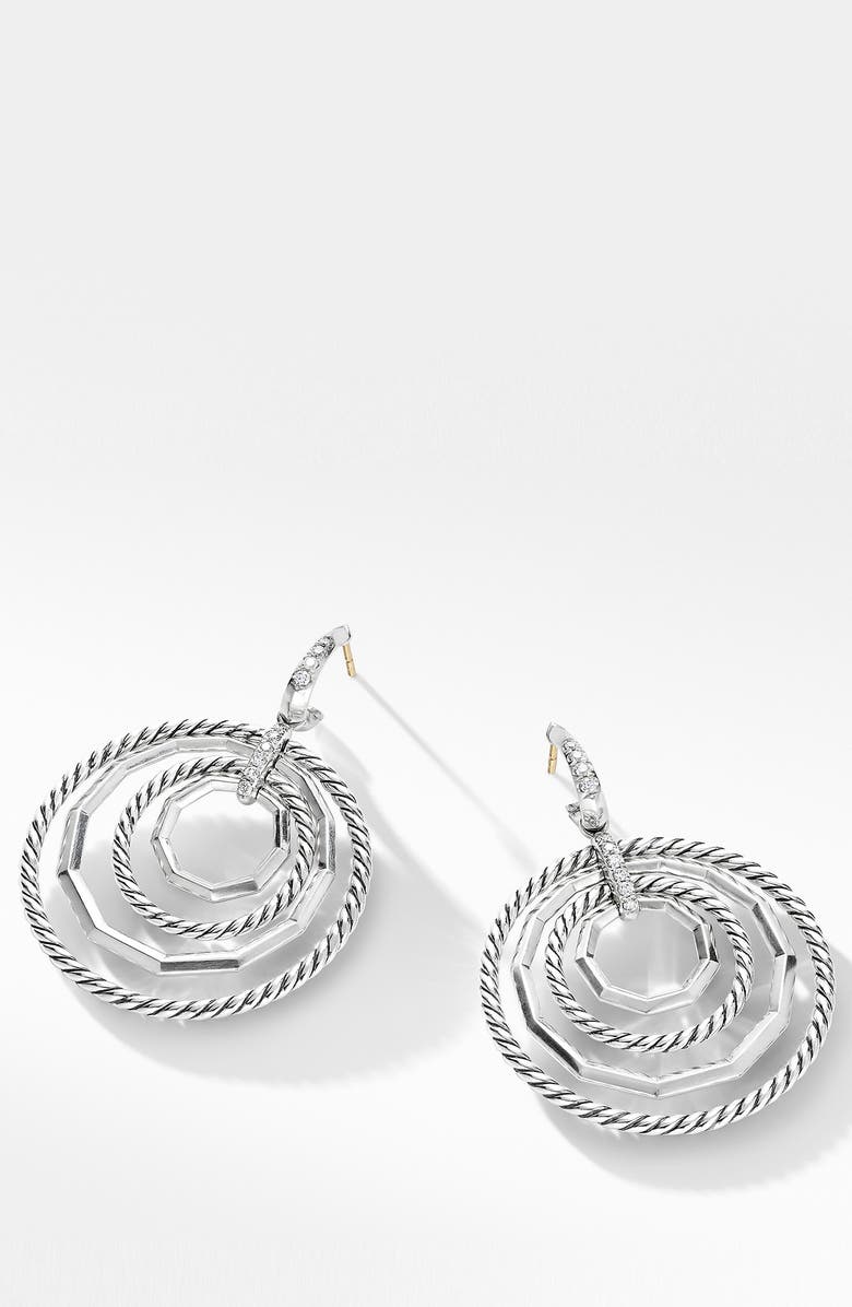 David Yurman Stax Large Drop Earrings with Diamonds, Alternate, color,