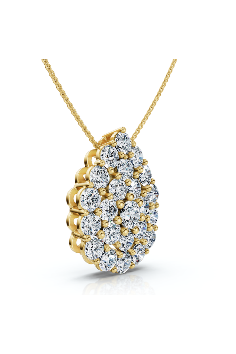 2Ct Diamond Pear Shape Pave Pendant 14k Gold Necklace Lab Grown, Main, color, Yellow Gold