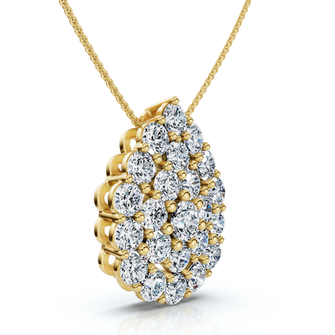 2Ct Diamond Pear Shape Pave Pendant 14k Gold Necklace Lab Grown