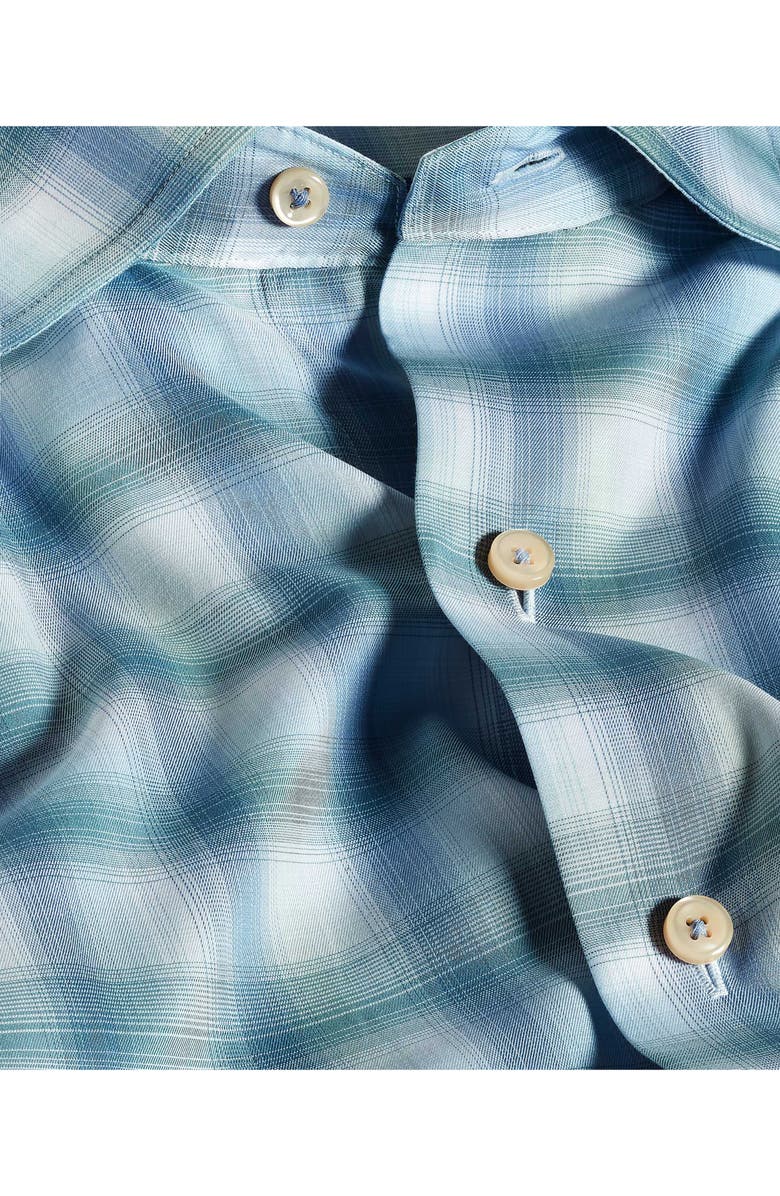 David Donahue Ombré Check Cotton Twill Button-Up Shirt, Alternate, color, Blue/ Green