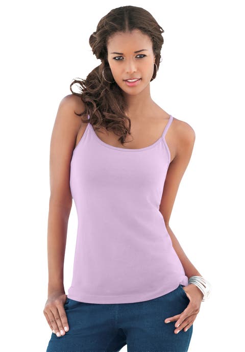 Plus Size Cami with Built-In Bra and Adjustable Straps (Plus)