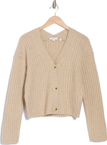 Vince Ribbed factory Wool & Cashmere Cardigan Sweater