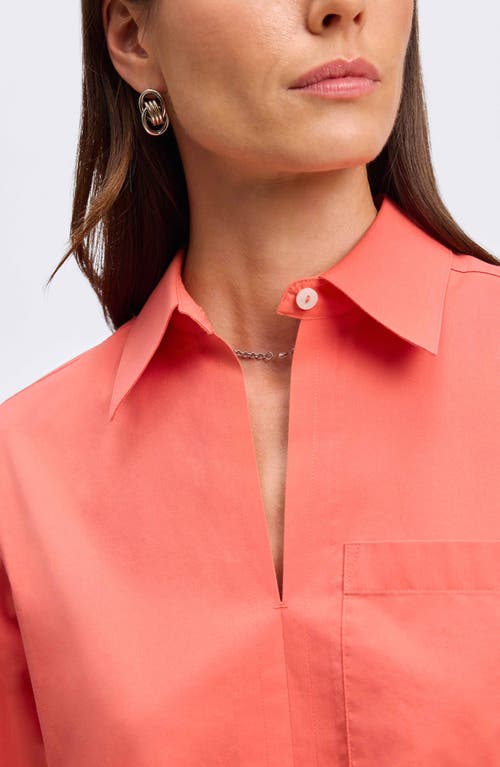 Foxcroft Bella Solid Popover Top In Tangerine