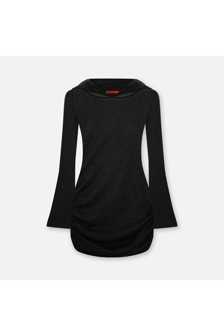 The Solar Reflections Hooded Sheer Draped Beach Dress, Main, color, BLACK