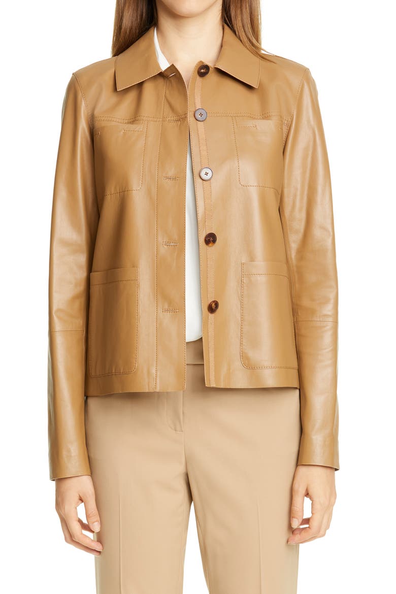 Tomasa Leather Jacket, Main, color, CAMMELLO