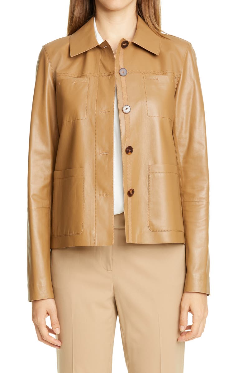 Lafayette 148 New York Tomasa Leather Jacket, Main, color,