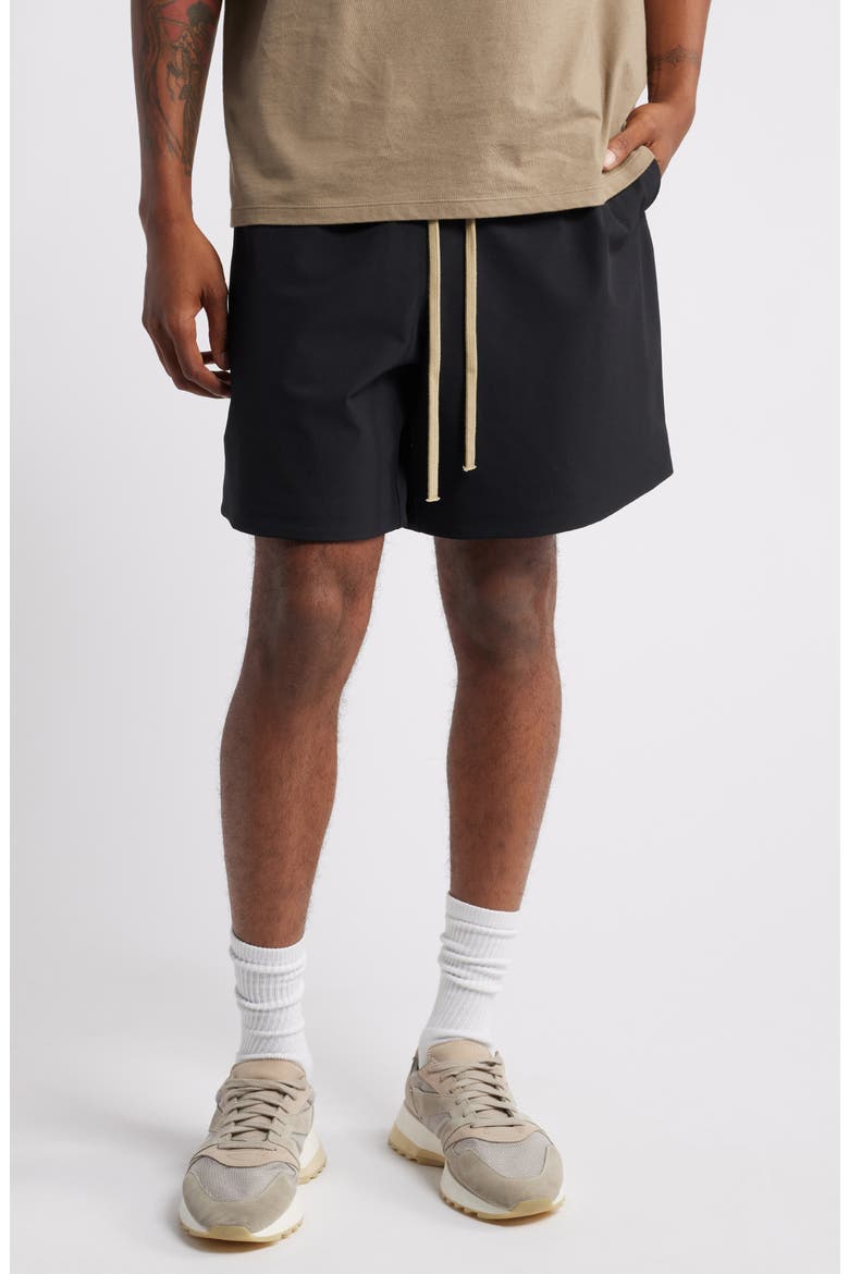 Bonded Drawstring Soccer Shorts, Main, color, BLACK