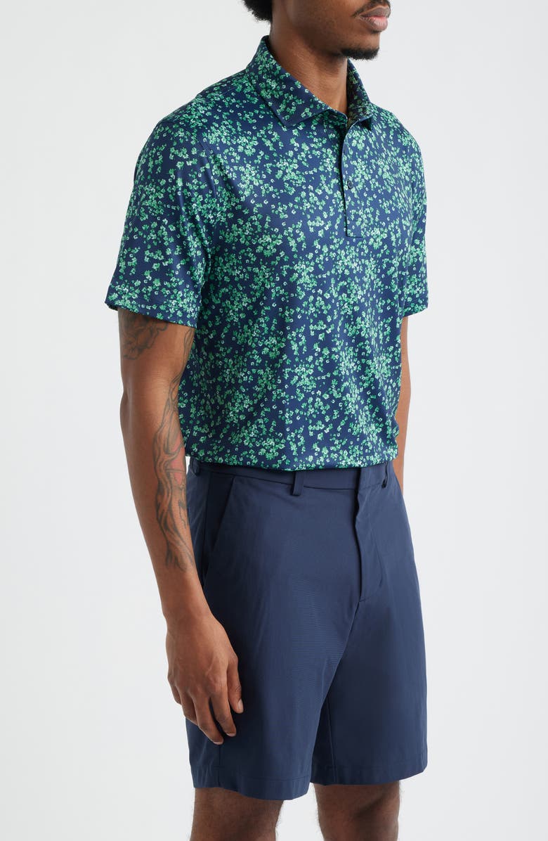 G/FORE Ditsy Floral Tech Jersey Golf Polo, Alternate, color, Clover