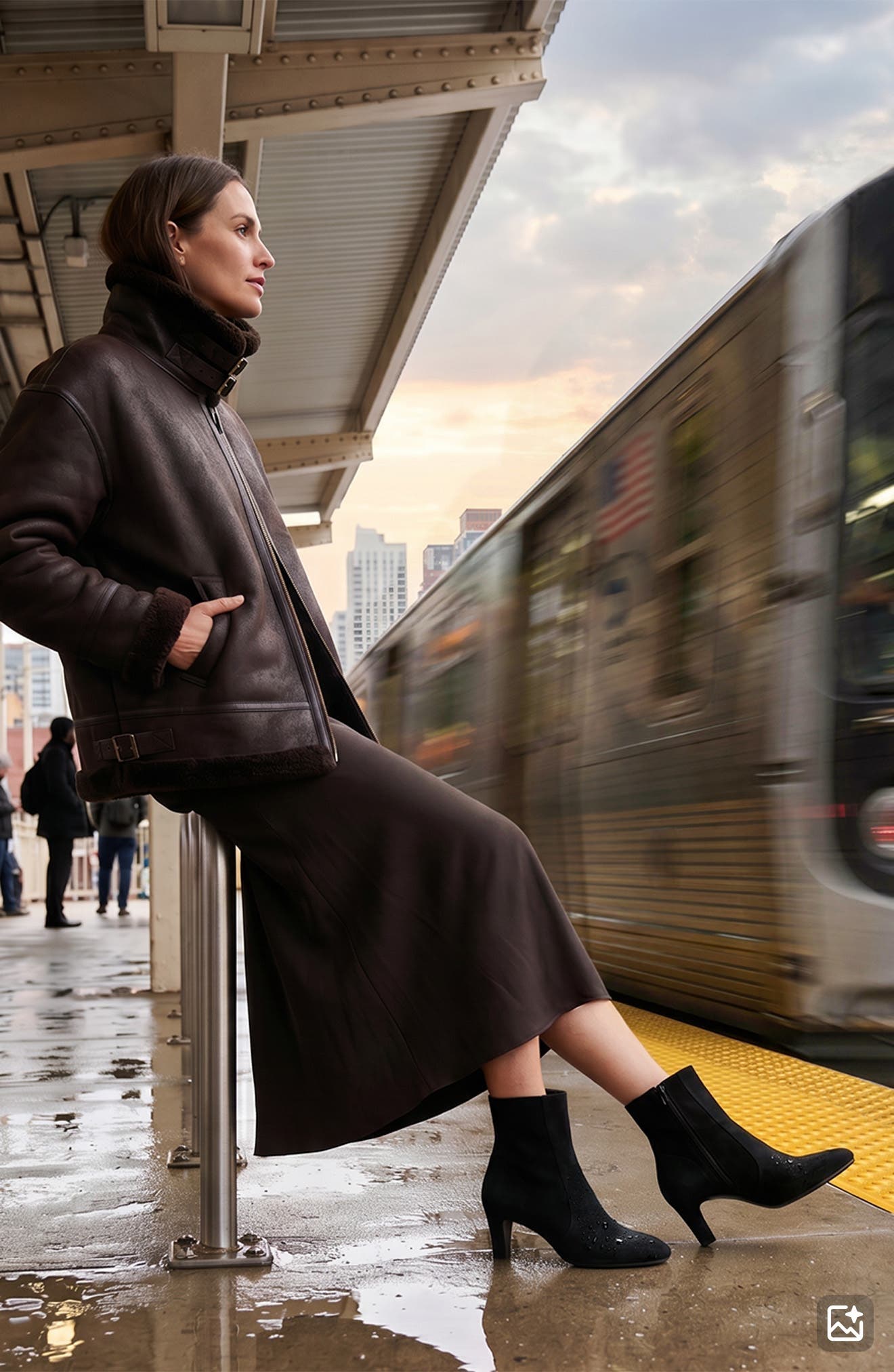 Nicolette Waterproof Bootie, Alternate, color, CHOCOLATE SUEDE