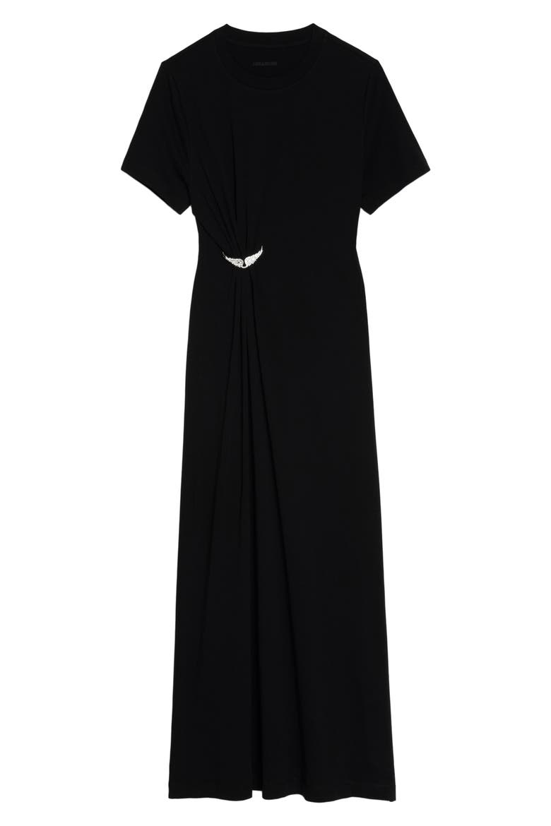 Raja Wings Midi Dress, Alternate, color, BLACK