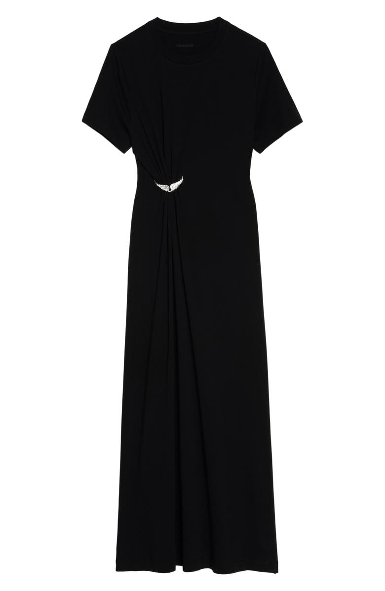 Zadig & Voltaire Raja Wings Midi Dress, Alternate, color, Black