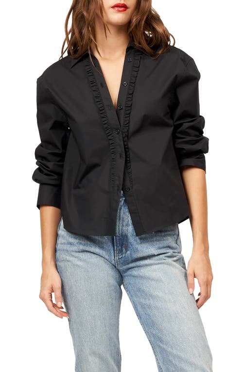 Equipment Aitana Ruffle Placket Button-Up Shirt in True Black 