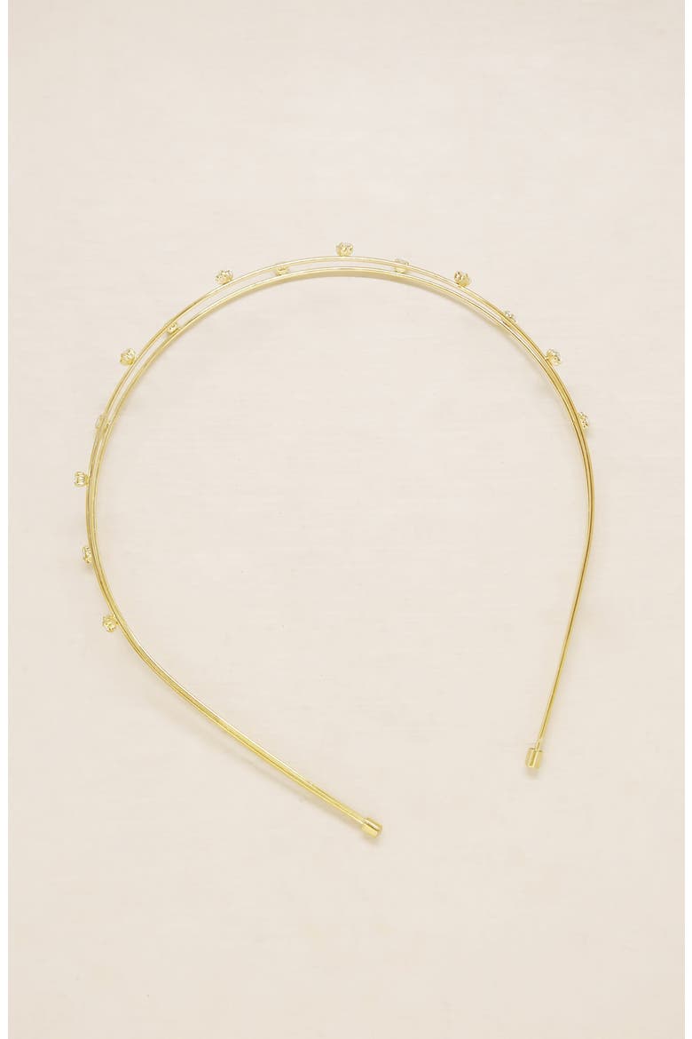 Double-Row Wire & Crystal Headband, Alternate, color, GOLD
