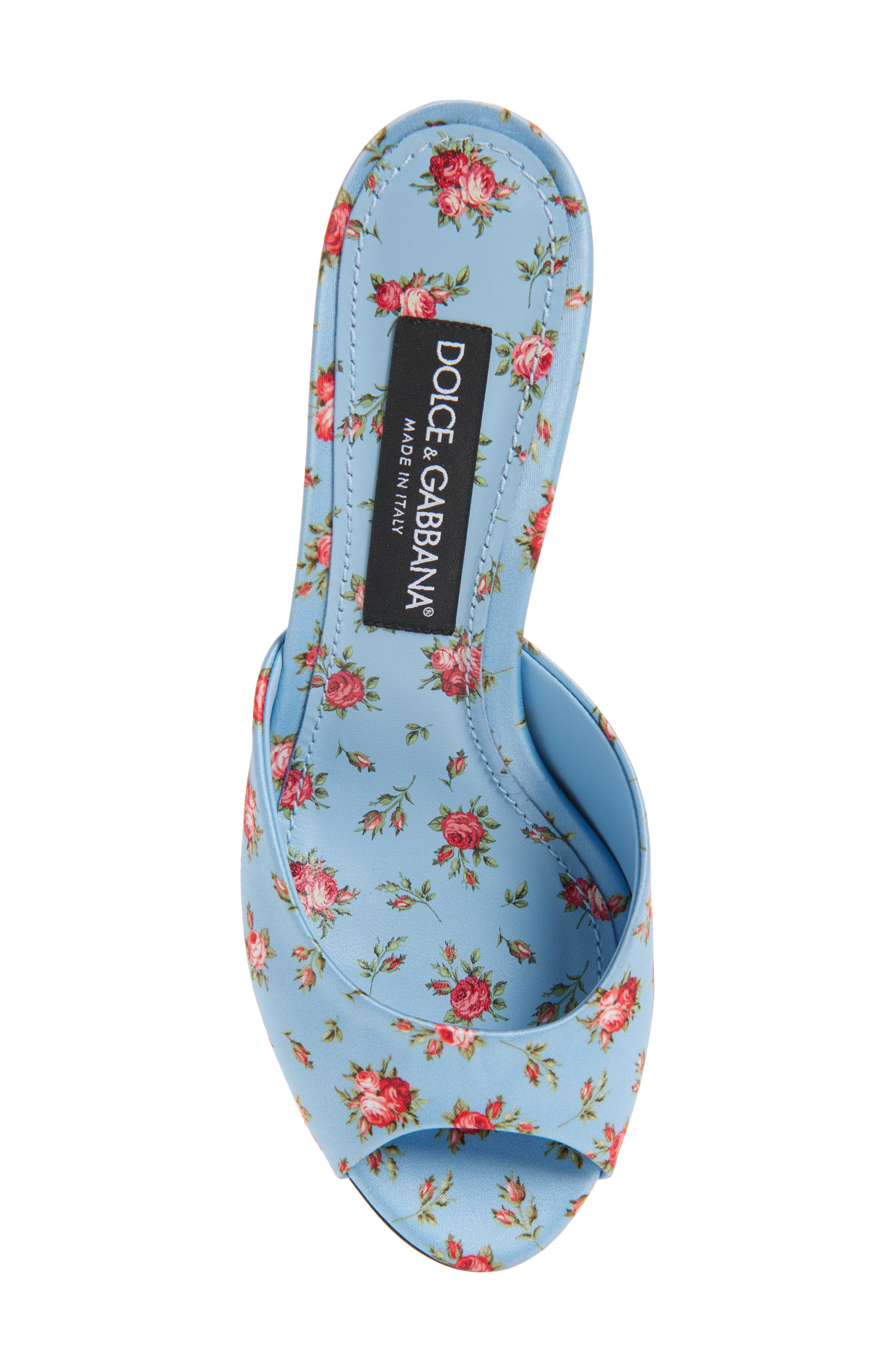 Dolce&Gabbana Keira Floral Satin Sandal, Alternate, color, Roselline F.celeste