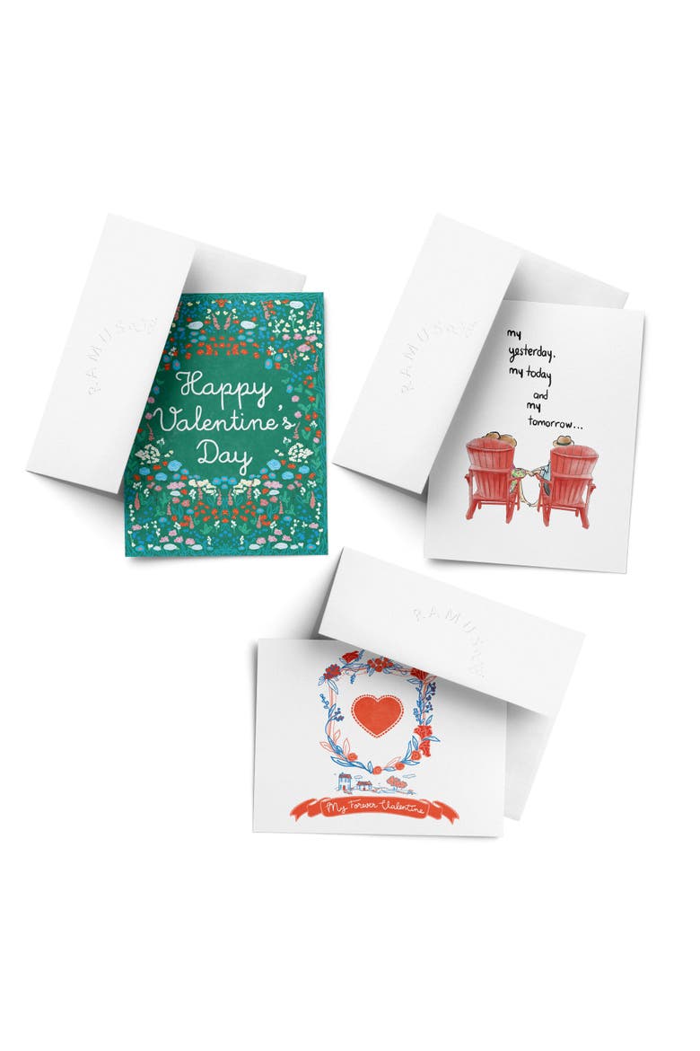 Love/Valentine's Assorted Greeting Card Pack (3ct) "Forever Valentine, Garden Valentine, Adirondack Chairs Couple", Main, color, Multi-Pack