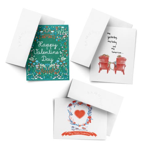 Love/Valentine's Assorted Greeting Card Pack (3ct) "Forever Valentine, Garden Valentine, Adirondack Chairs Couple"
