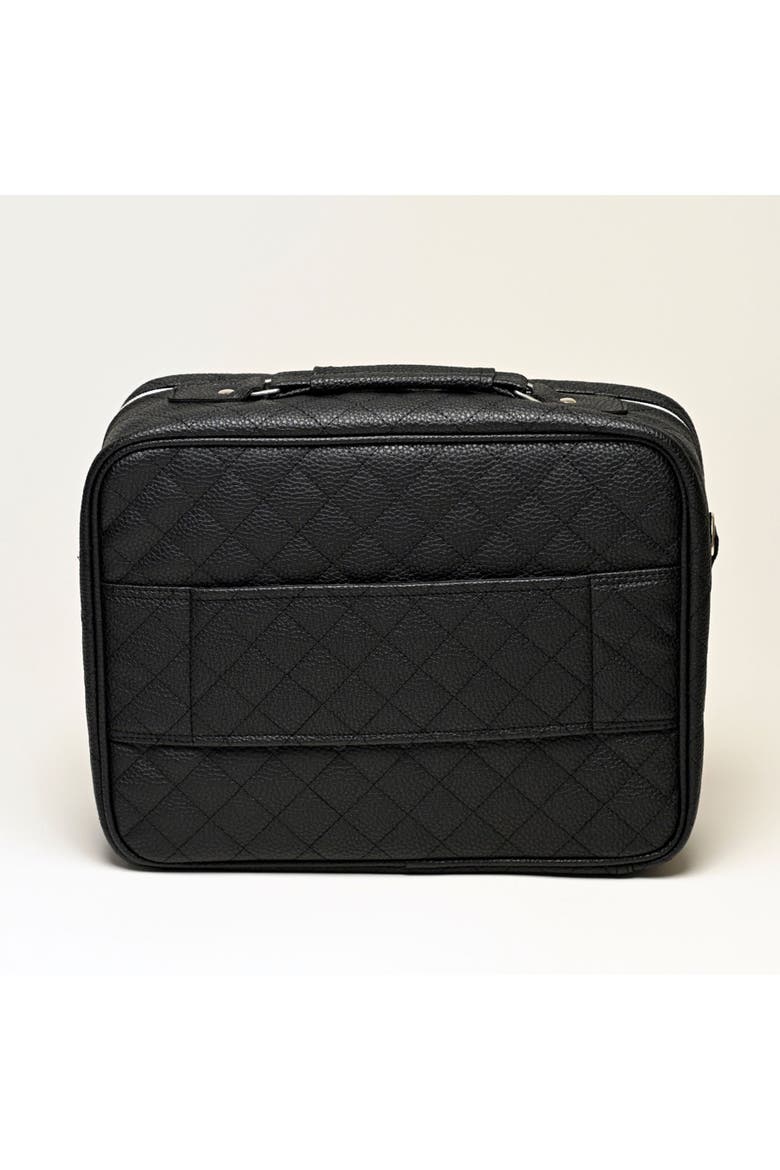 Deluxe Quilted Faux Leather Spacious Travel Makeup Case, Alternate, color, Black