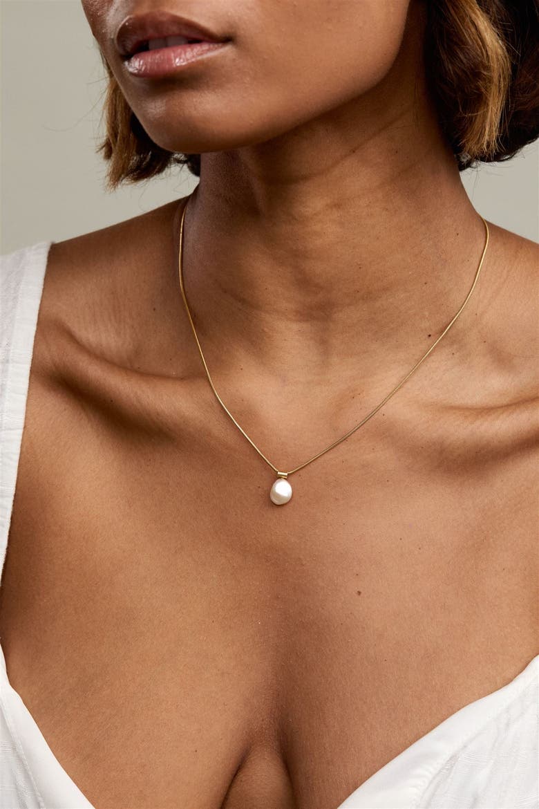 Nathalie Pearl Necklace, Alternate, color, Gold / White
