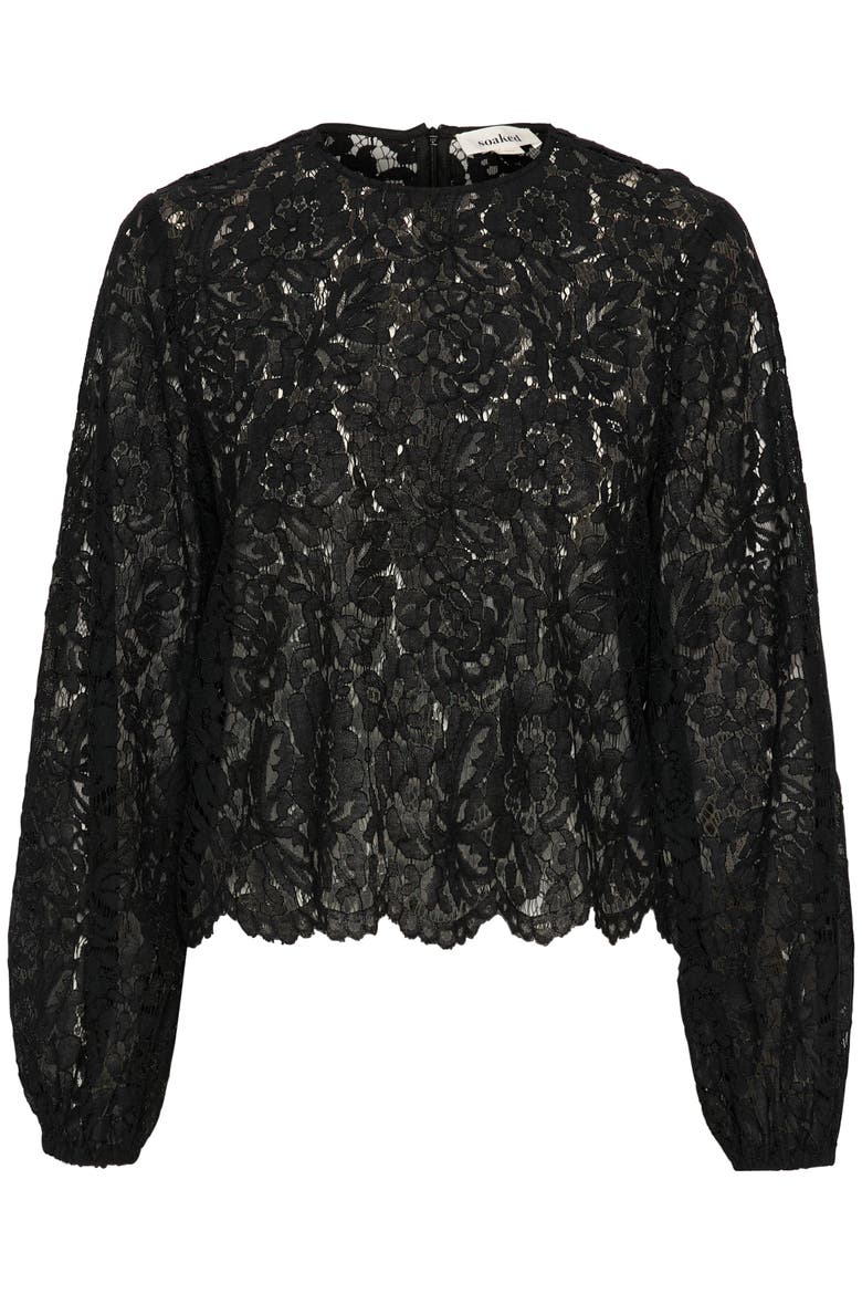 SLHanni Round Neck Lace Blouse, Alternate, color, Black