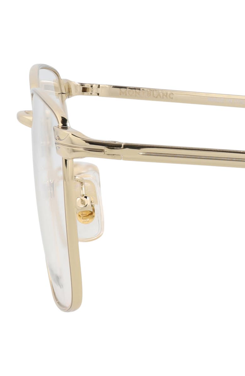Montblanc 54mm Square Optical Glasses, Alternate, color, Gold Gold Transparent
