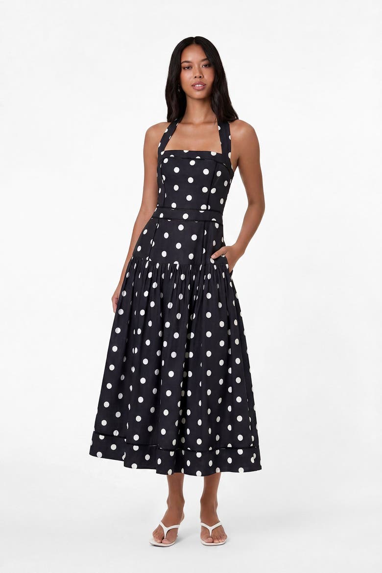 Vivianne Dress, Alternate, color, BLACK WHITE POLKA DOT