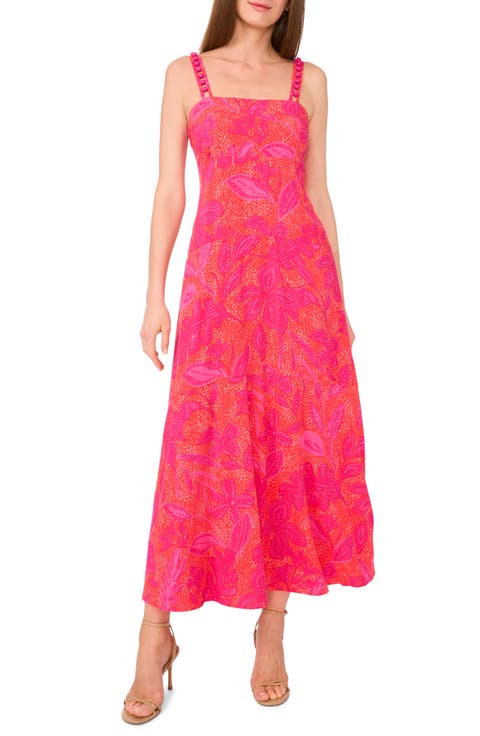 Floral Bead Strap Maxi Dress