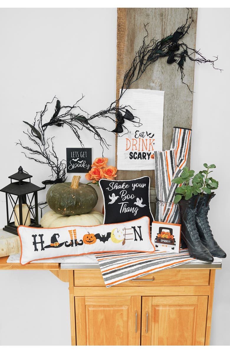 C&F Home Halloween Embroidered Decorative Long Accent Pillow 6" x 24", Alternate, color, White