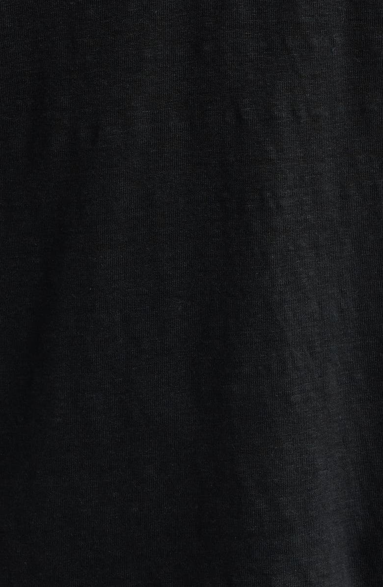 Nordstrom Linen Johnny Collar Polo, Alternate, color, Black