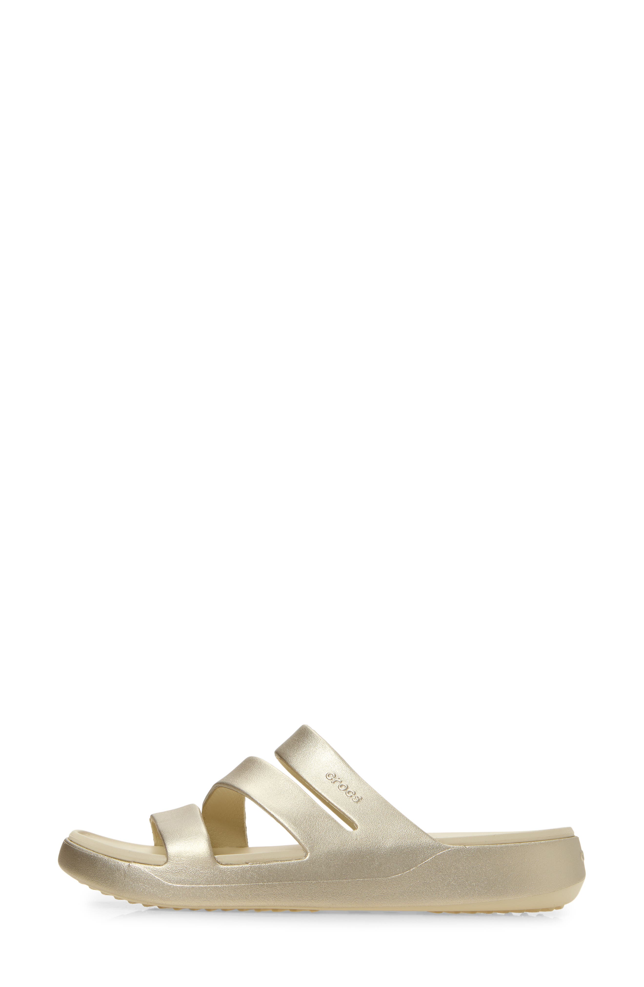 CROCS Getaway Waterproof Strappy Slide Sandal, Alternate, color, Champagne Metallic