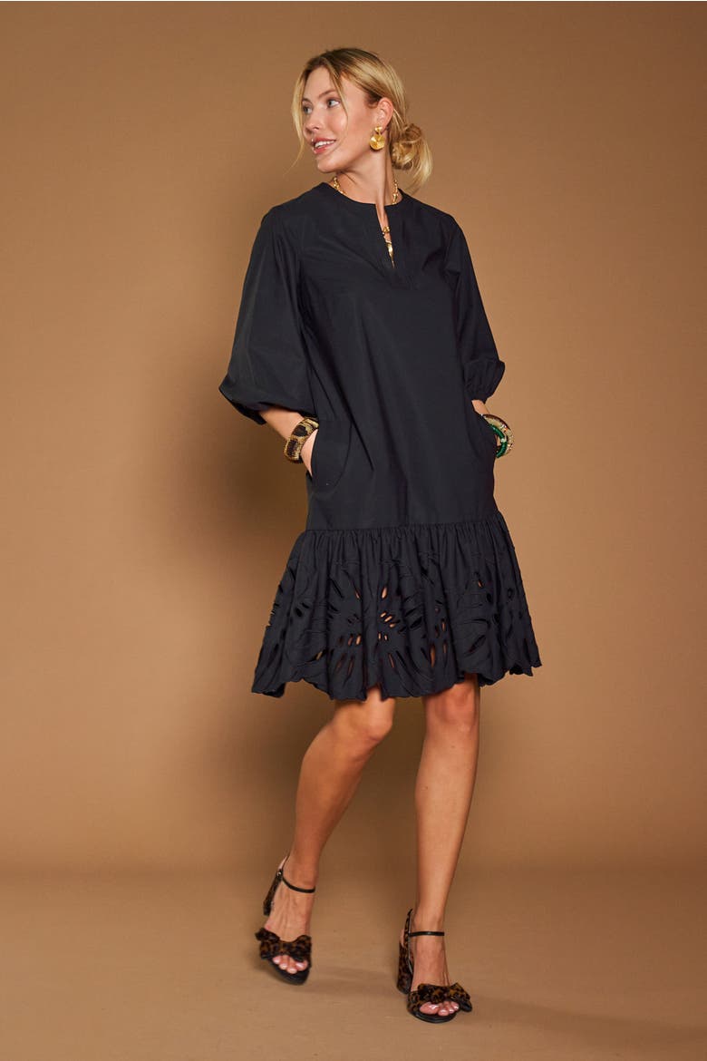 Cotton Dress With Embroidery, Alternate, color, Black