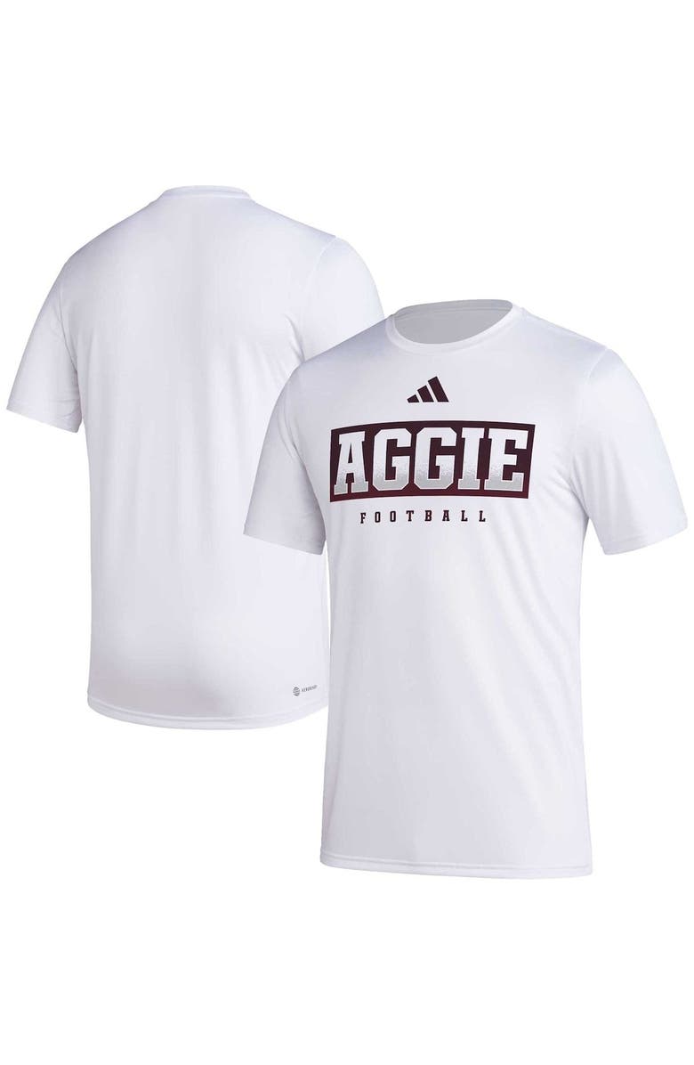 adidas Men's adidas White Texas A&M Aggies Football Practice AEROREADY Pregame T-Shirt, Alternate, color, White