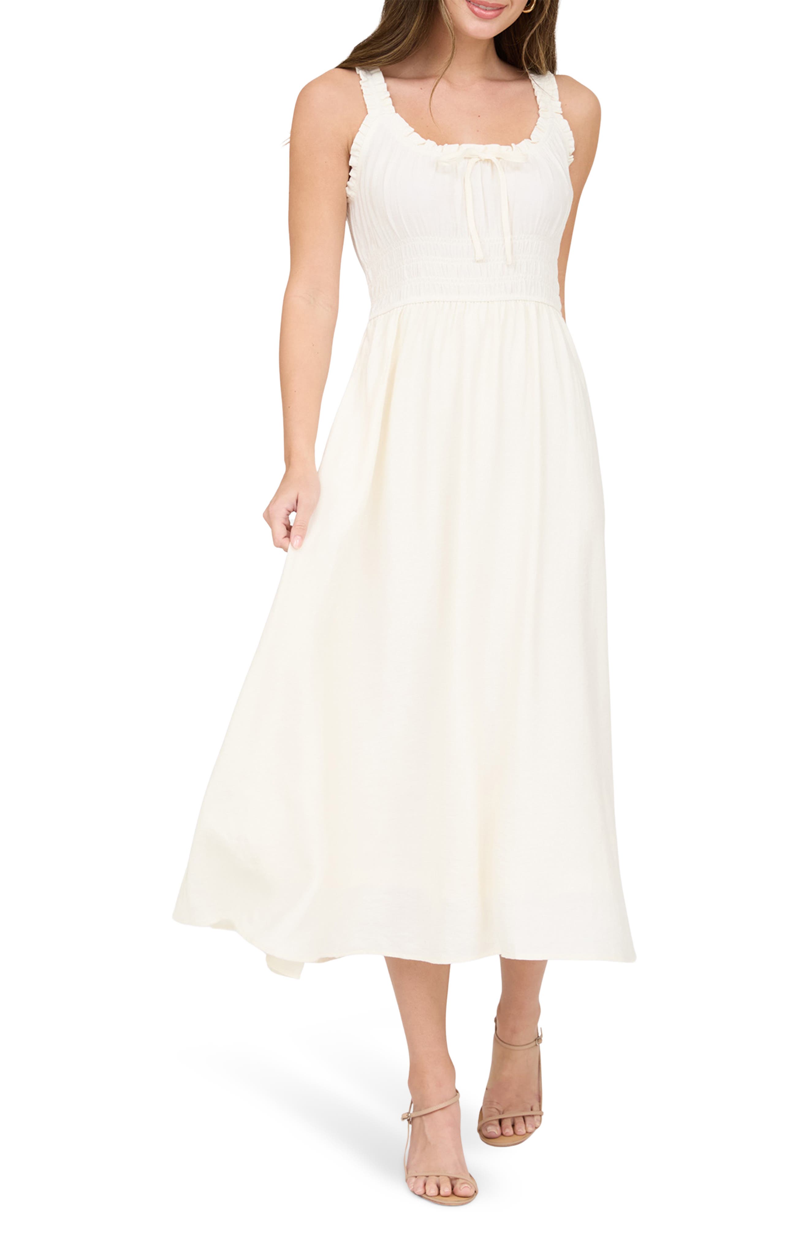 Shirred Midi Dress
