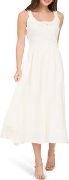 Blu Pepper Shirred Midi Dress