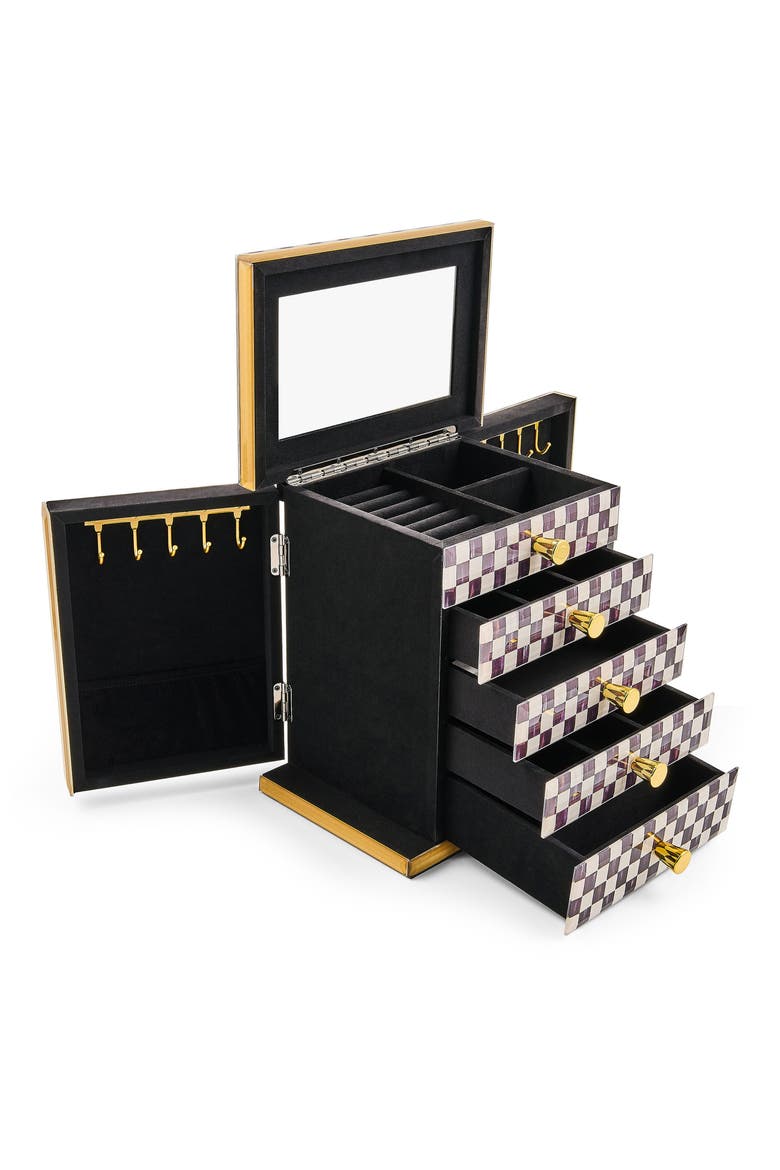 Courtly Check Jewelry Armoire, Alternate, color, BLACK