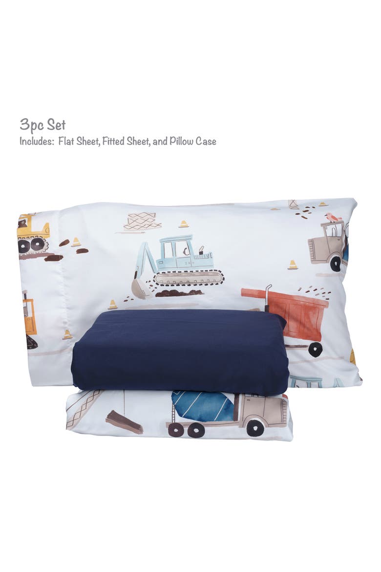 Construction Zone Transportation Twin Sheets & Pillowcase Set, Alternate, color, Multicolor