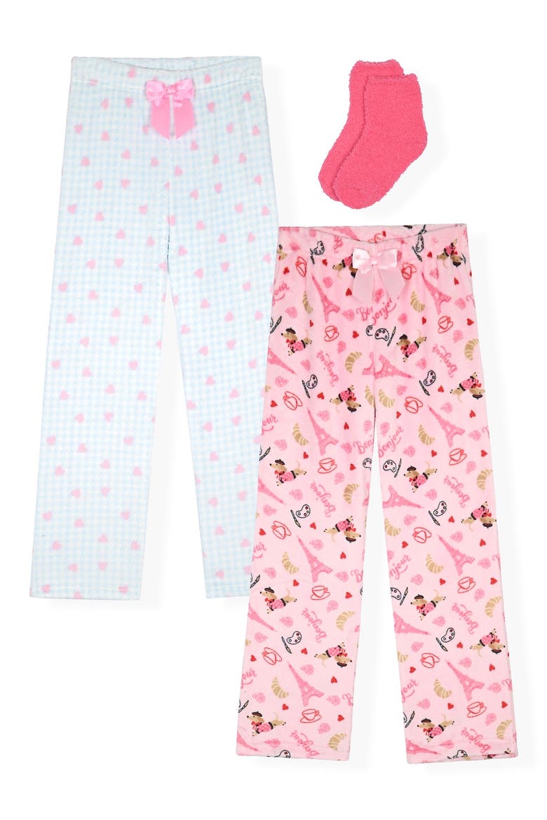 Kids' 2-Pack Fleece Pajama Pants & Socks Set, Main, color, PINK
