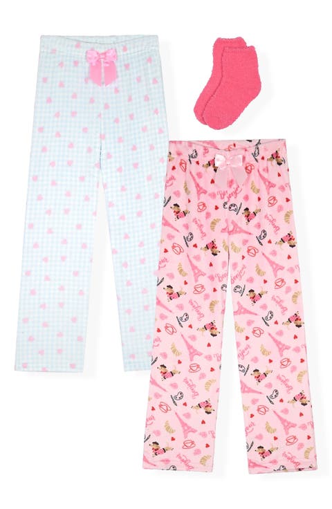 Kids' 2-Pack Fleece Pajama Pants & Socks Set