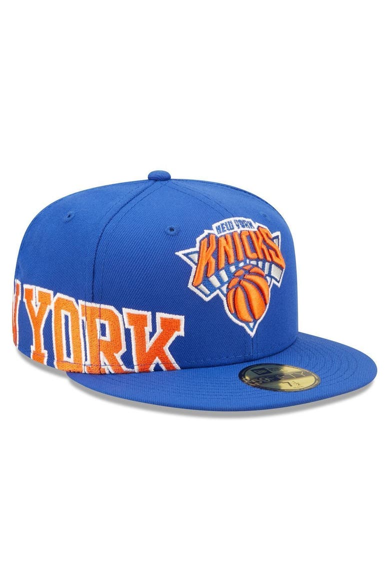 Men's New Era Blue New York Knicks Side Split 59FIFTY Fitted Hat, Main, color, Blue