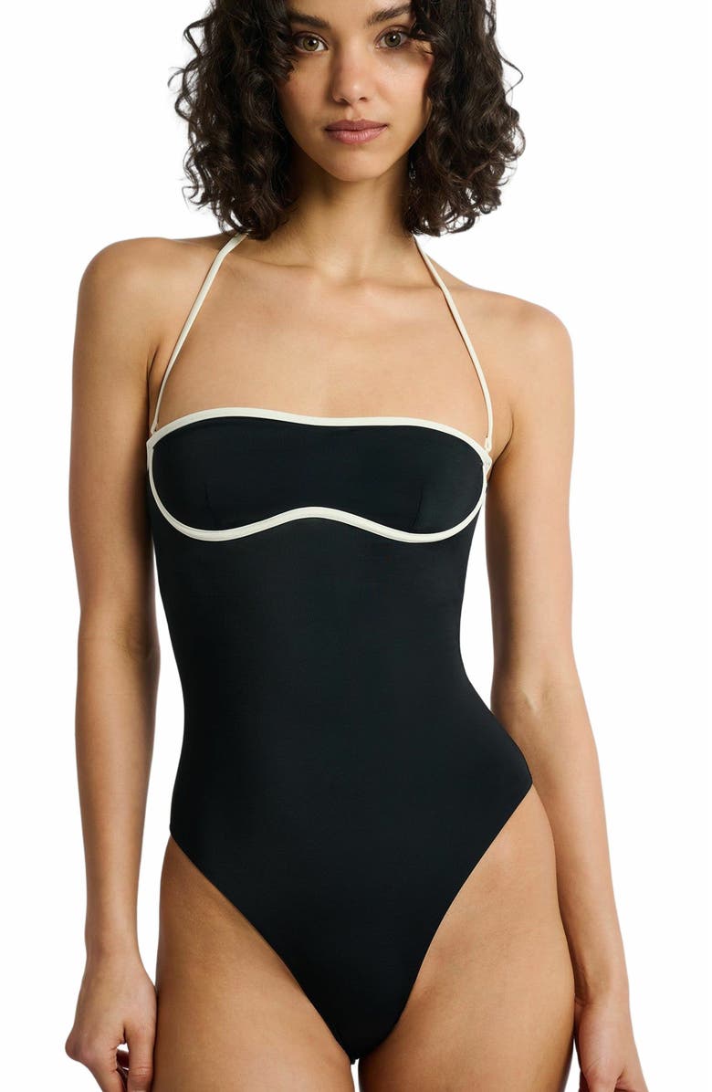 Onia Thea One Piece, Alternate, color, Black/Egret