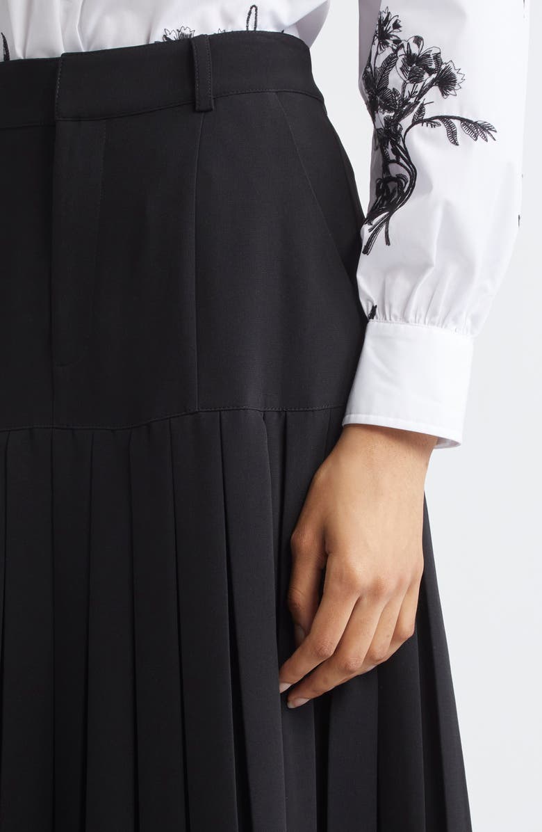 Cinq à Sept Bane Crepe Placed Pleat Midi Skirt, Alternate, color, Black