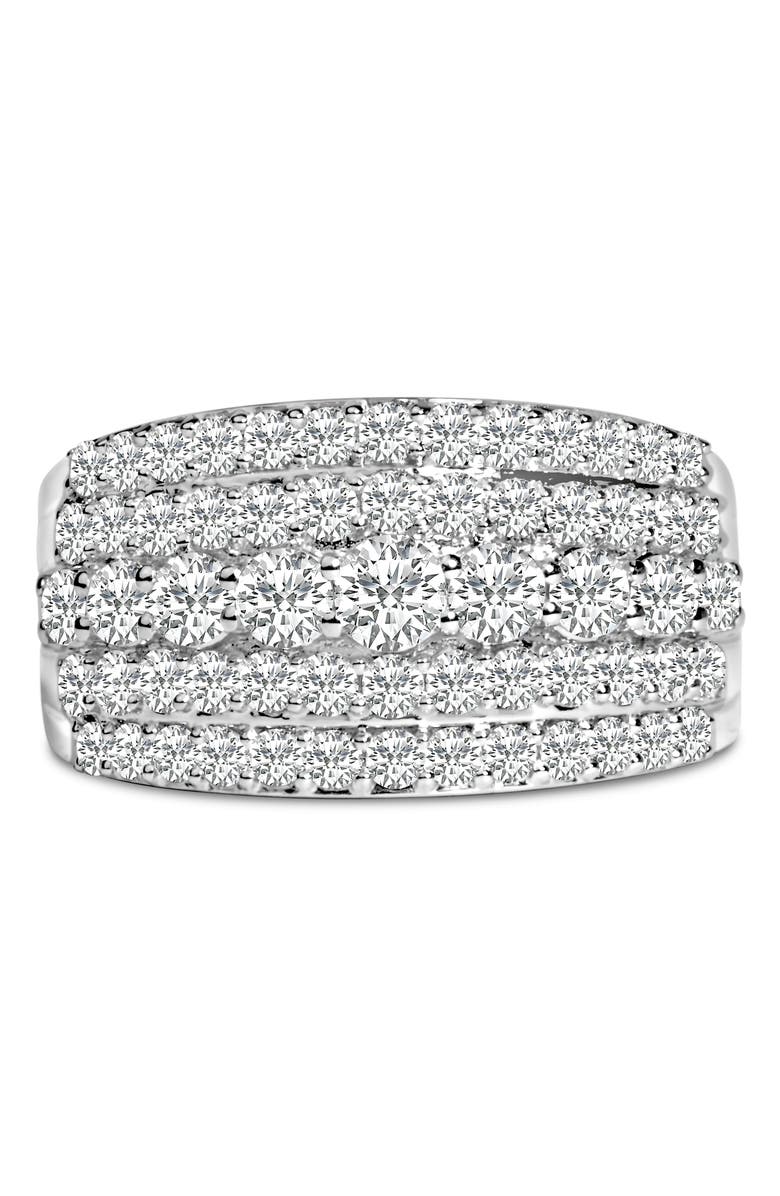 Haus of Brilliance Silver 2.00 Carat Lab Grown Diamond Multi Row Band Ring, Main, color, White