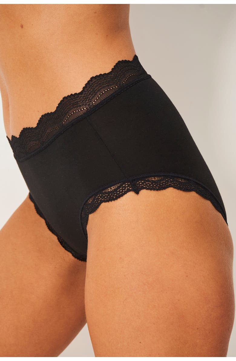 Stripe & Stare High Rise Knicker Four Pack, Alternate, color, Black