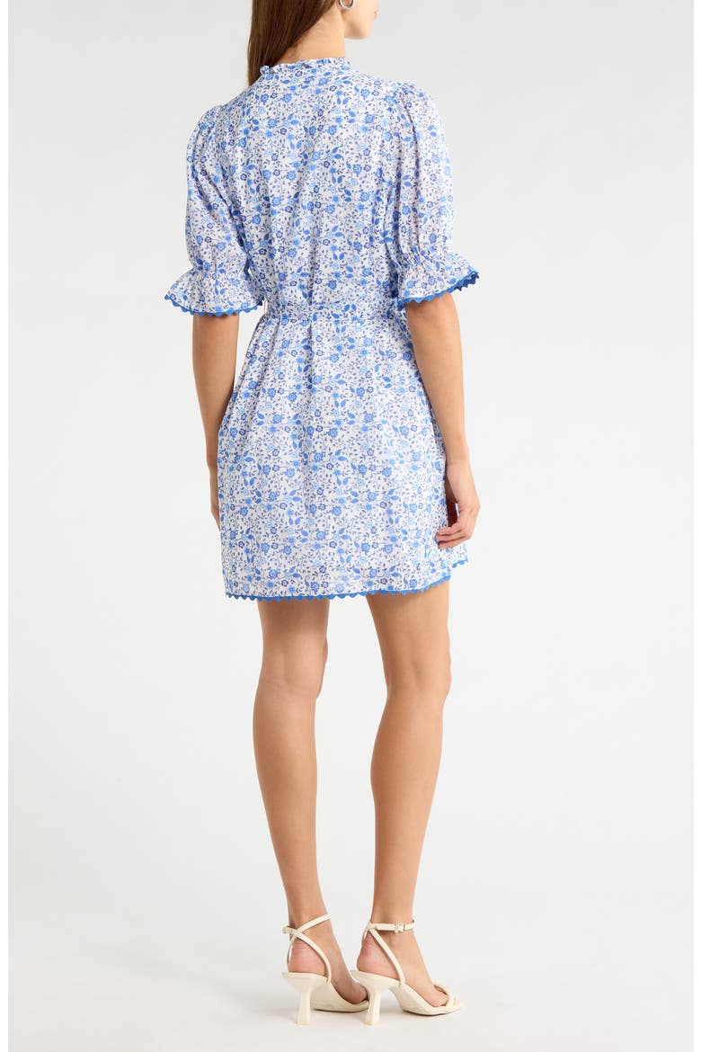 Maisie Miana Ditsy Floral Button-Up Shirtdress, Alternate, color, WHITE-BLUE-COMBO