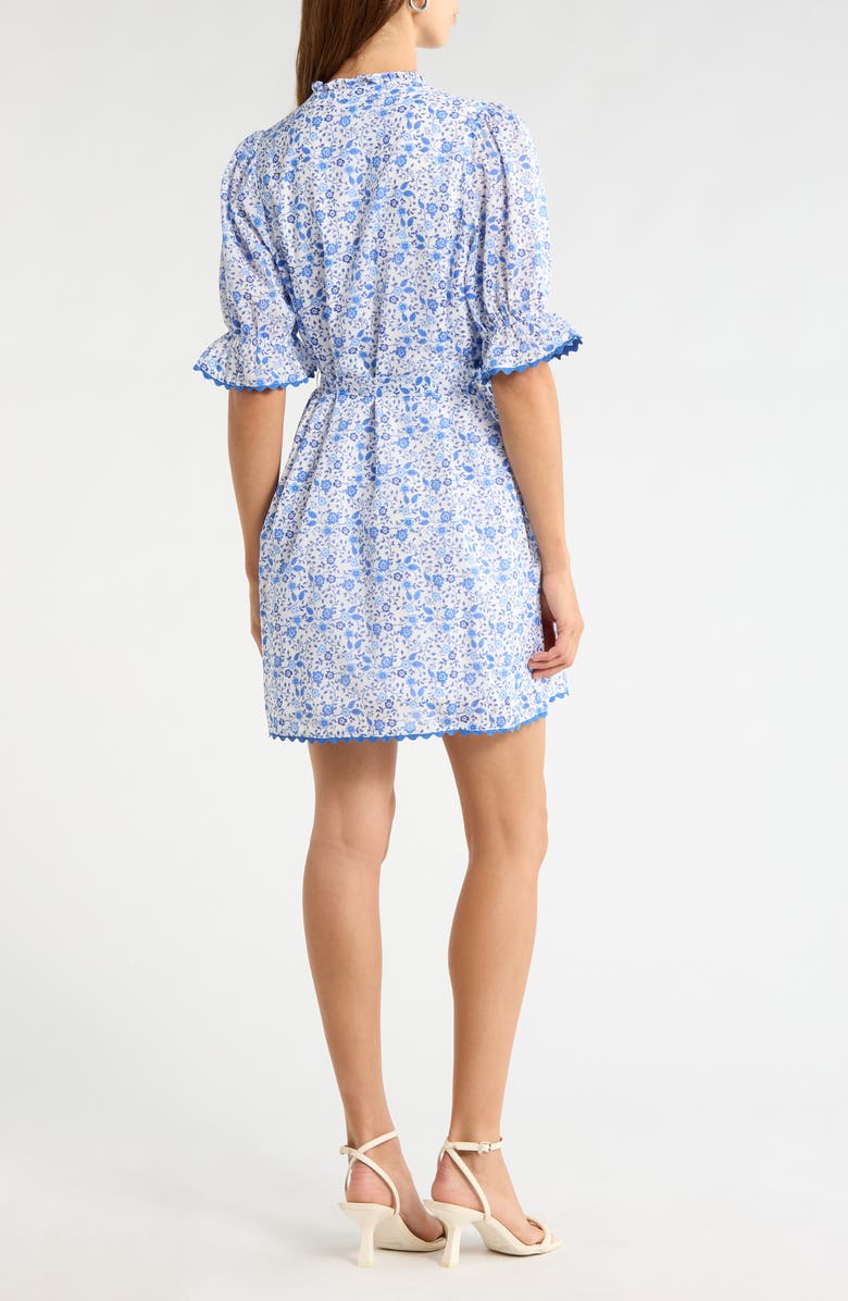 SUGARLIPS Maisie Miana Ditsy Floral Button-Up Shirtdress, Alternate, color, White-Blue-Combo