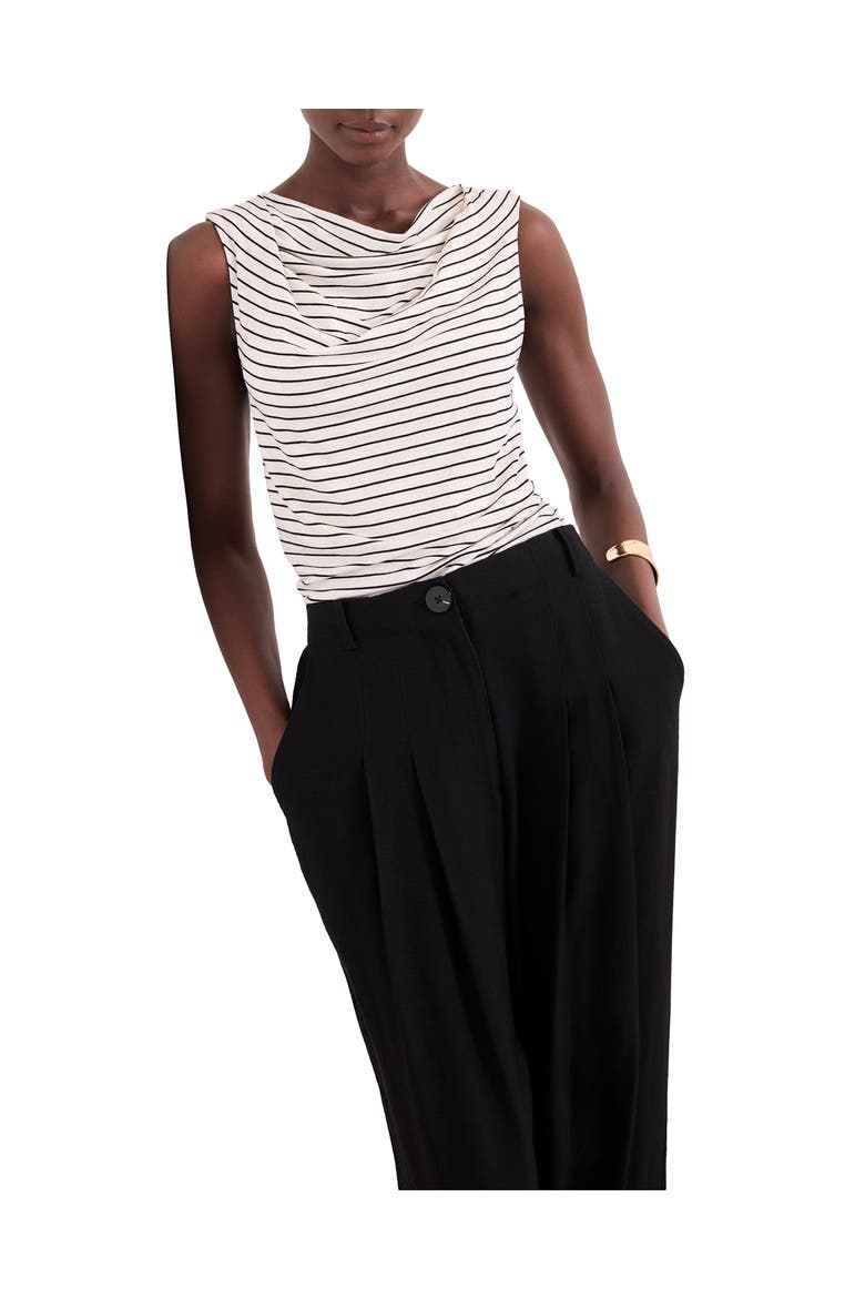 Stripe Cowl Neck Top, Alternate, color, Ivory