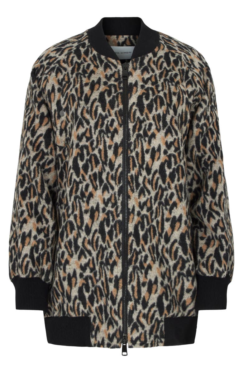 Rebecca Minkoff Leopard Print Bomber Jacket, Main, color,