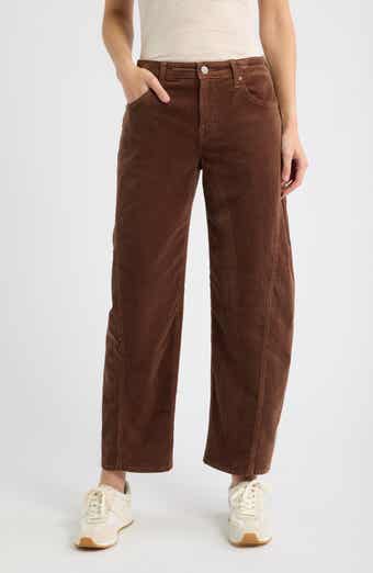 Side Panel Barrel Leg Corduroy Pants