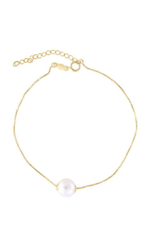 14K Yellow Gold Single Fresh Water Pearl Bracelet