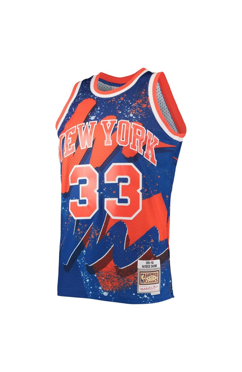 Mitchell & Ness Men's Mitchell & Ness Patrick Ewing Blue New York Knicks Hardwood Classics 1991/92 Hyper Hoops Swingman Jersey, Alternate, color, 