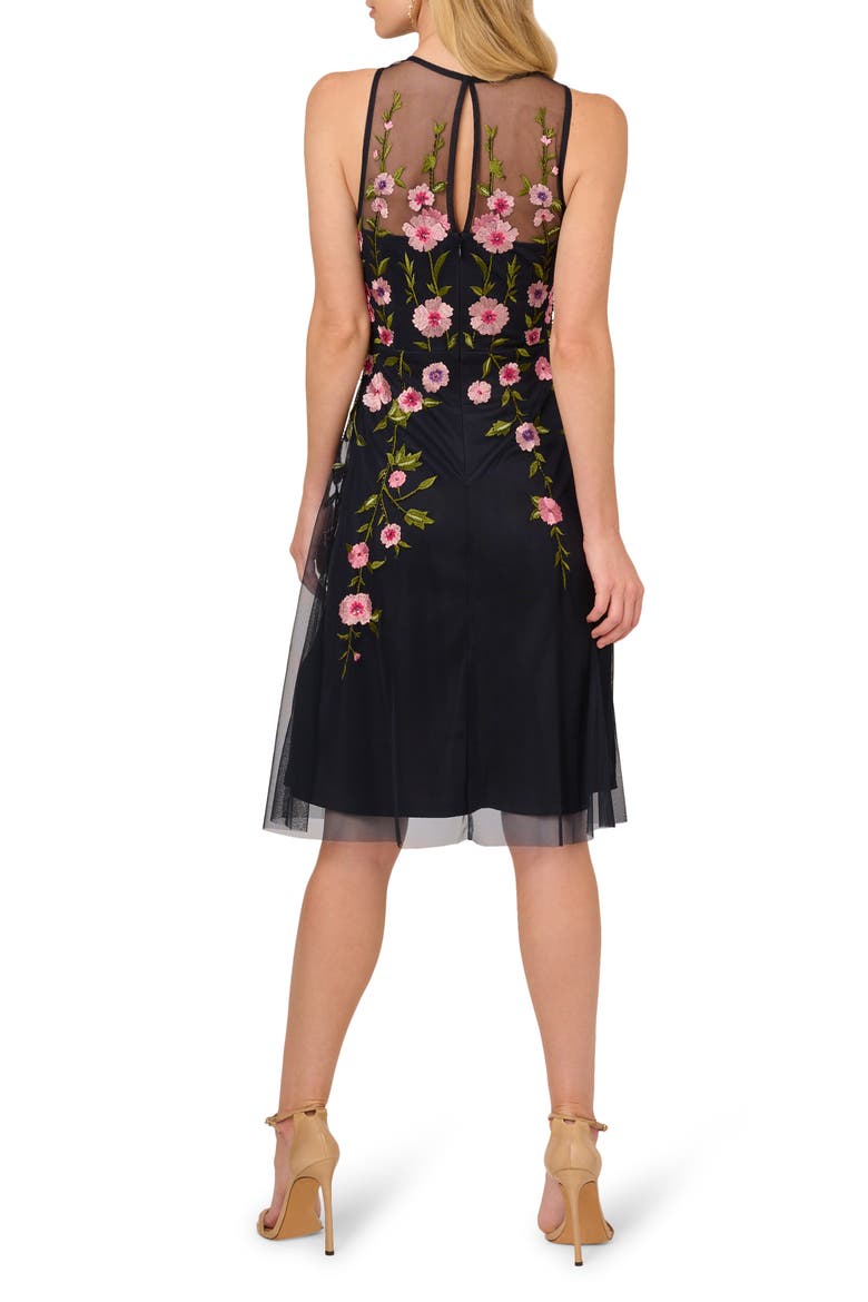 Floral Embroidered High-Low Midi Dress, Alternate, color, MIDNIGHT MULTI